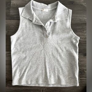 John Galt Brandy Melville Sleeveless Button Down collared top